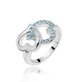 Two Hearts (Baby Blue Crystals)